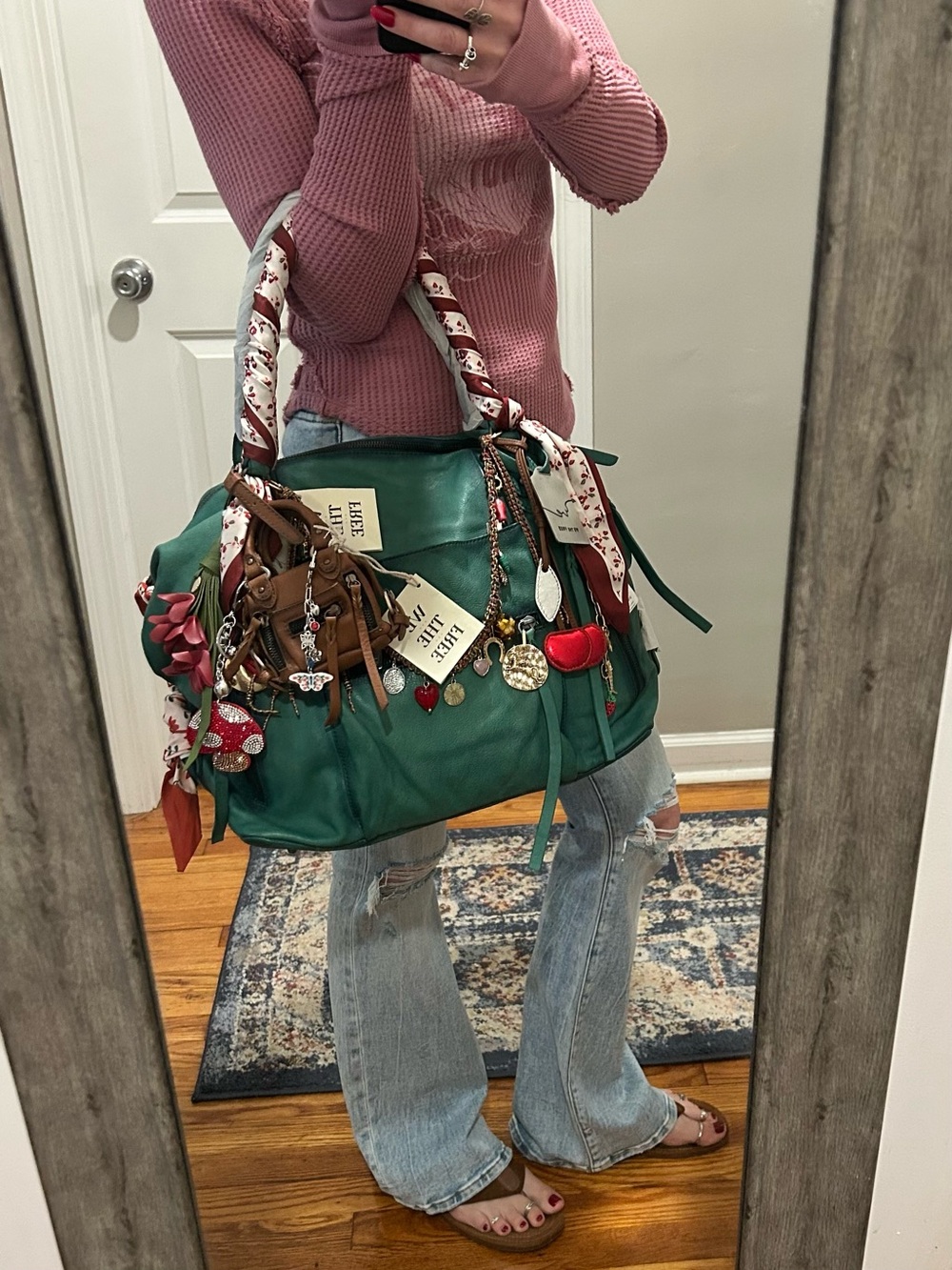 NWT We The Free Emerson Tote in Greenery With Charms and Scarves - Picture 11 of 16